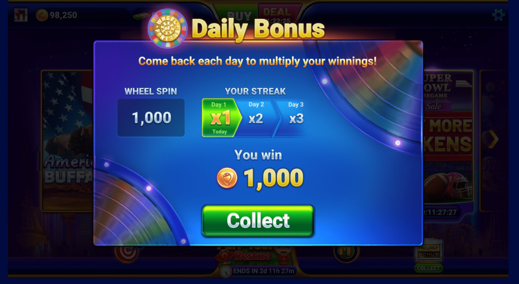 Daily Bonus at GSN Casino on Facebook